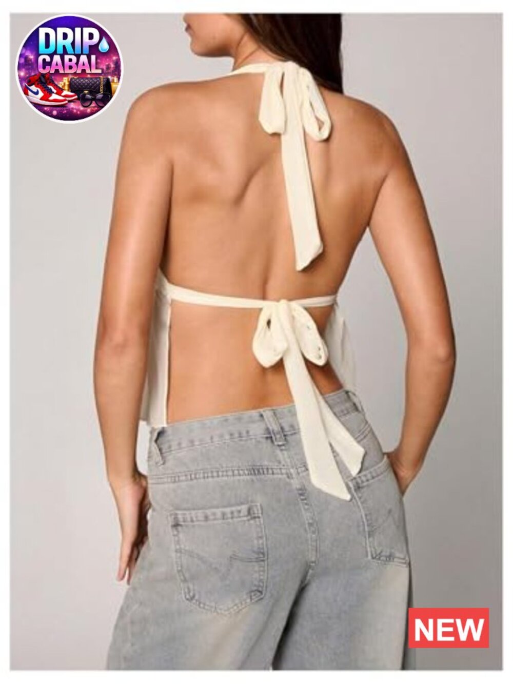Mesh Sheer Tie Back Halter Crop Top Peplum Ruffle Sleeveless Summer Top - Picture 2 of 5
